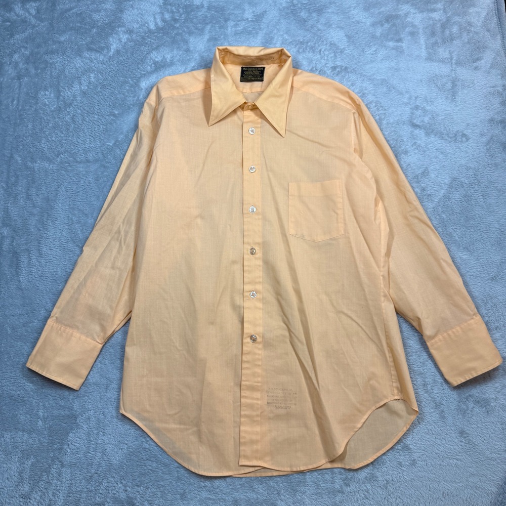 Vintage Sears The Men's Store Button Up Shirt Mens 16 33 Peach Point Collar 70s